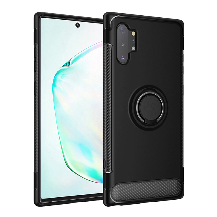 Galaxy Note 10+ (Plus) 360 Rotating RING Stand Hybrid Case with Metal Plate (Black)